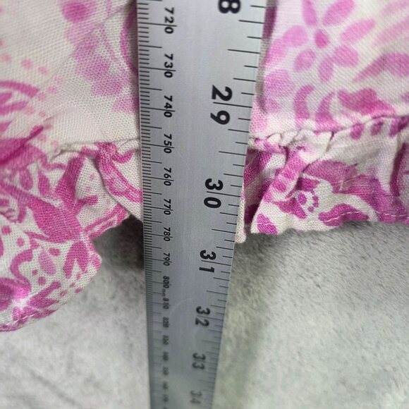 Womens Zara Pink & White Paisley Print Mini Dress Smocked Waist Ruffle Hem S - Picture 7 of 8